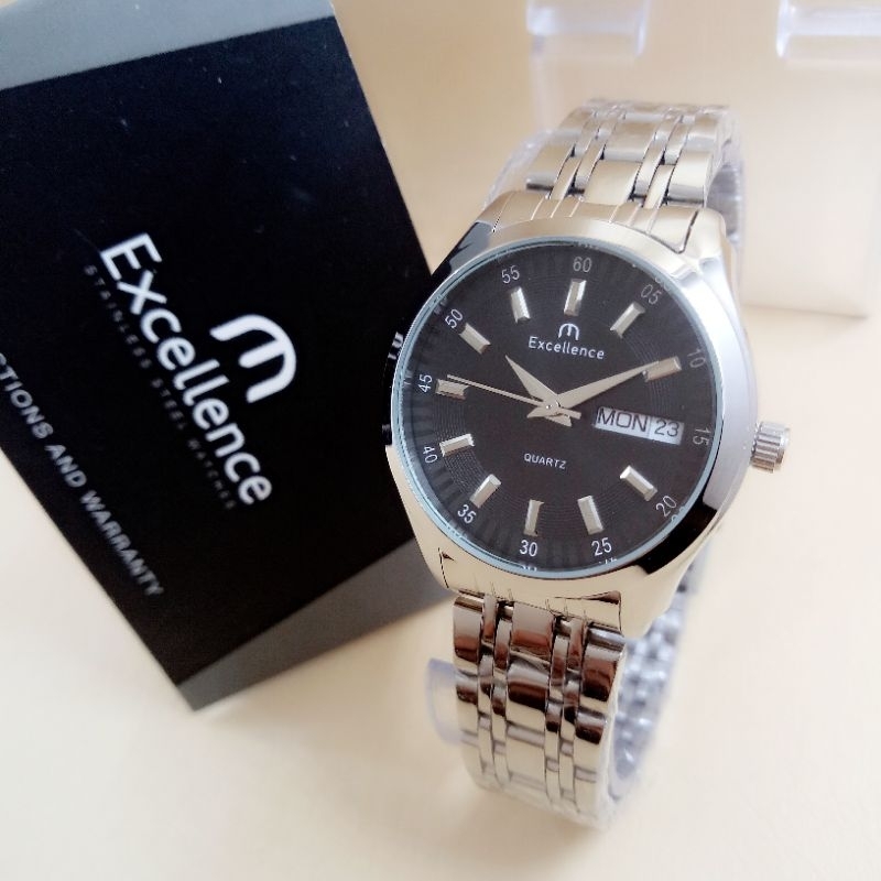 Jam Tangan Wanita Excellence 8520 Casual Elegan Tanggal Hari Aktif Free Box