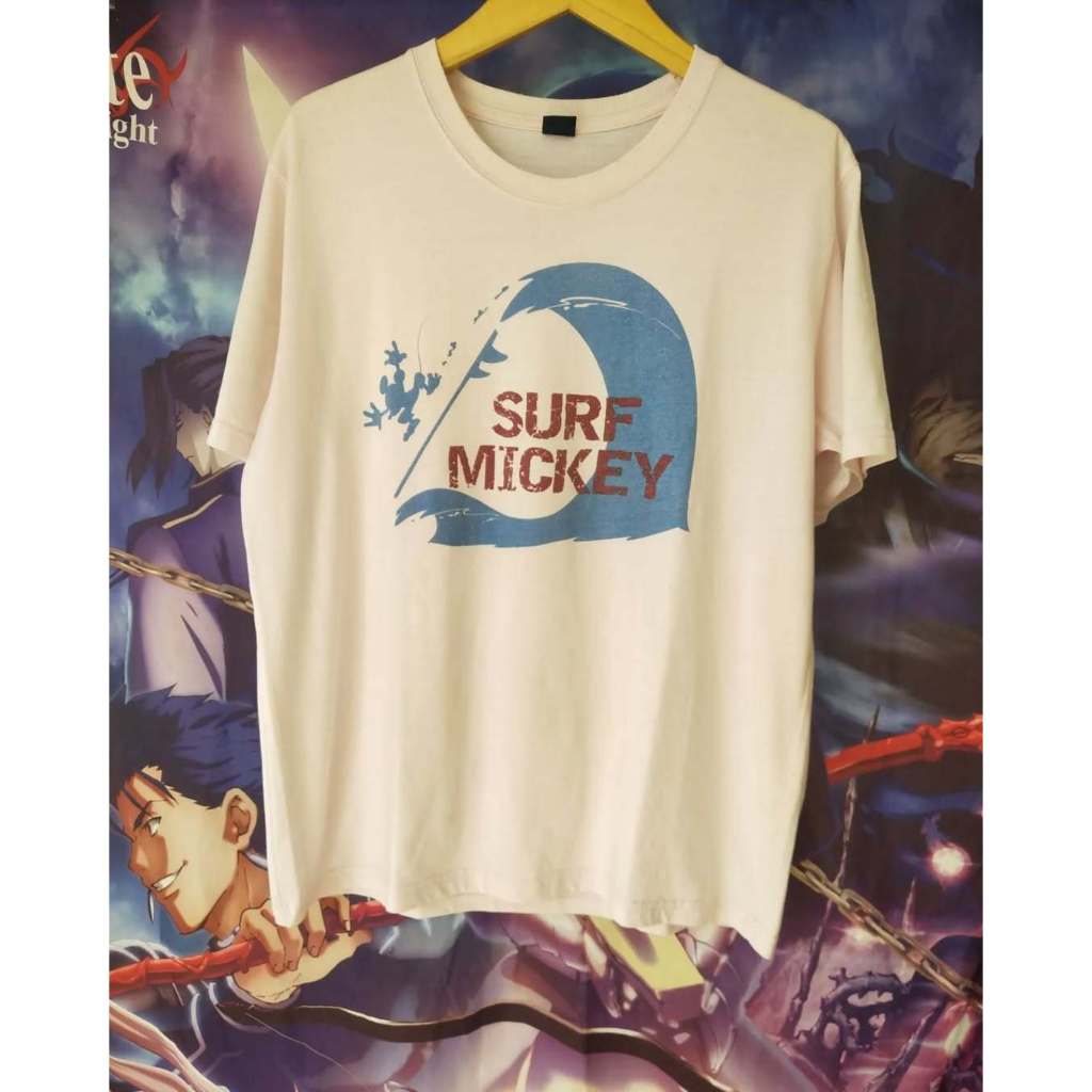Disney's Mickey Mouse Surf Official Cartoon Tee Kaos Tshirt Original Second Merch Japan Korea Brand 