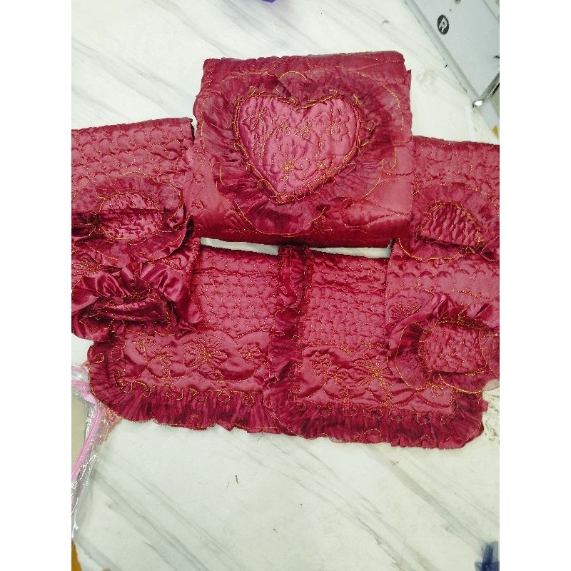 seprei satin rumbai mewah // sprei pengantin sprei full set 2 sarung  bantal 2 guling  dan 1 bantal 