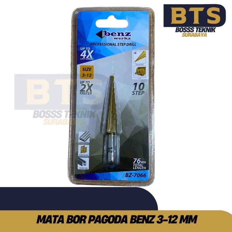 Mata bor besi pagoda 3-12mm Benz step drill titanium coated mata bor