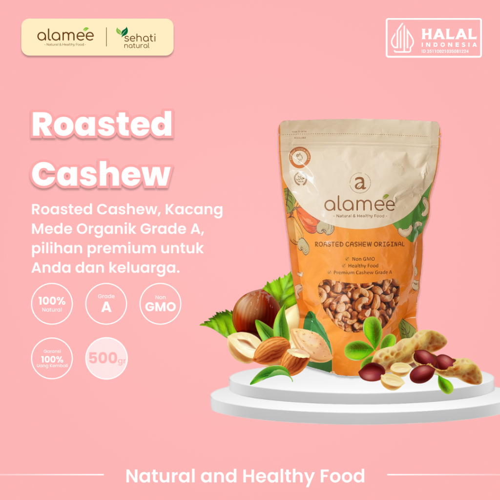 

Kacang Mede Panggang Oven Kualitas Premium Ukuran 500gr Roasted Cashew Nut Organic Mete Matang