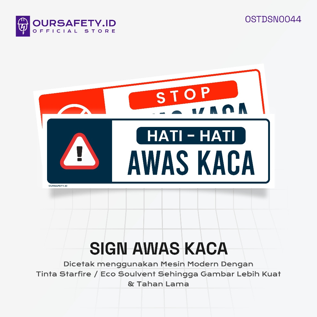 

Stiker Sign Peringatan AWAS KACA | PREMIUM - OURSAFETY.ID