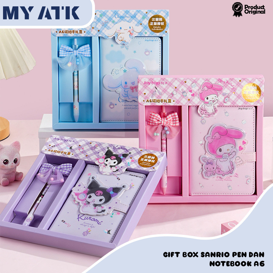 

Jurnal Set A6 Diary Sanrio/ Buku Tulis hadiah anak lucu Magnet Memo Kuromi Cinnamoroll Melody