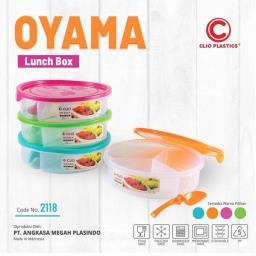 Clio Lunch Box Oyama Bulat 3 Sekat + Sendok  Warna / Tempat Makan Plastik - RDP