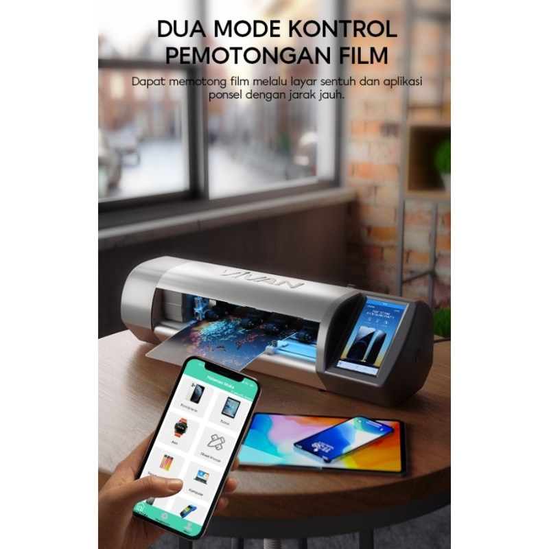 MESIN CUTTING HYDROGEL VIVAN VQM4000 SMART PLOTTER ANTI GORES SMARTPHONE LAPTOP ALL TYPE REAL-TIME U