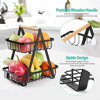 Rak Wadah Buah Countertop Tiered Shelf Fruit & Vegetable Basket Trai Keranjang Rak Susun Dapur Bumbu