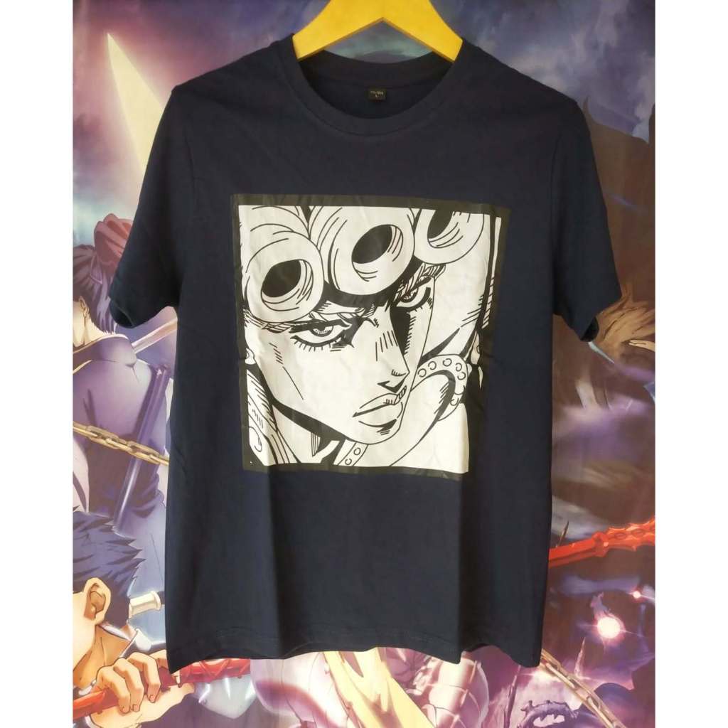Jojo's Bizarre Adventure Giorno Face Box Big Print Bootleg Anime Tee Kaos Tshirt Original Second Mer