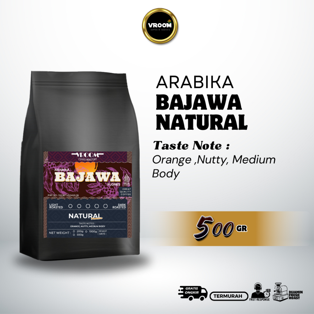 

Coffee Arabika Bajawa Honey Natural Roasted Bean Arabika Biji Matang Bubuk 500Gram