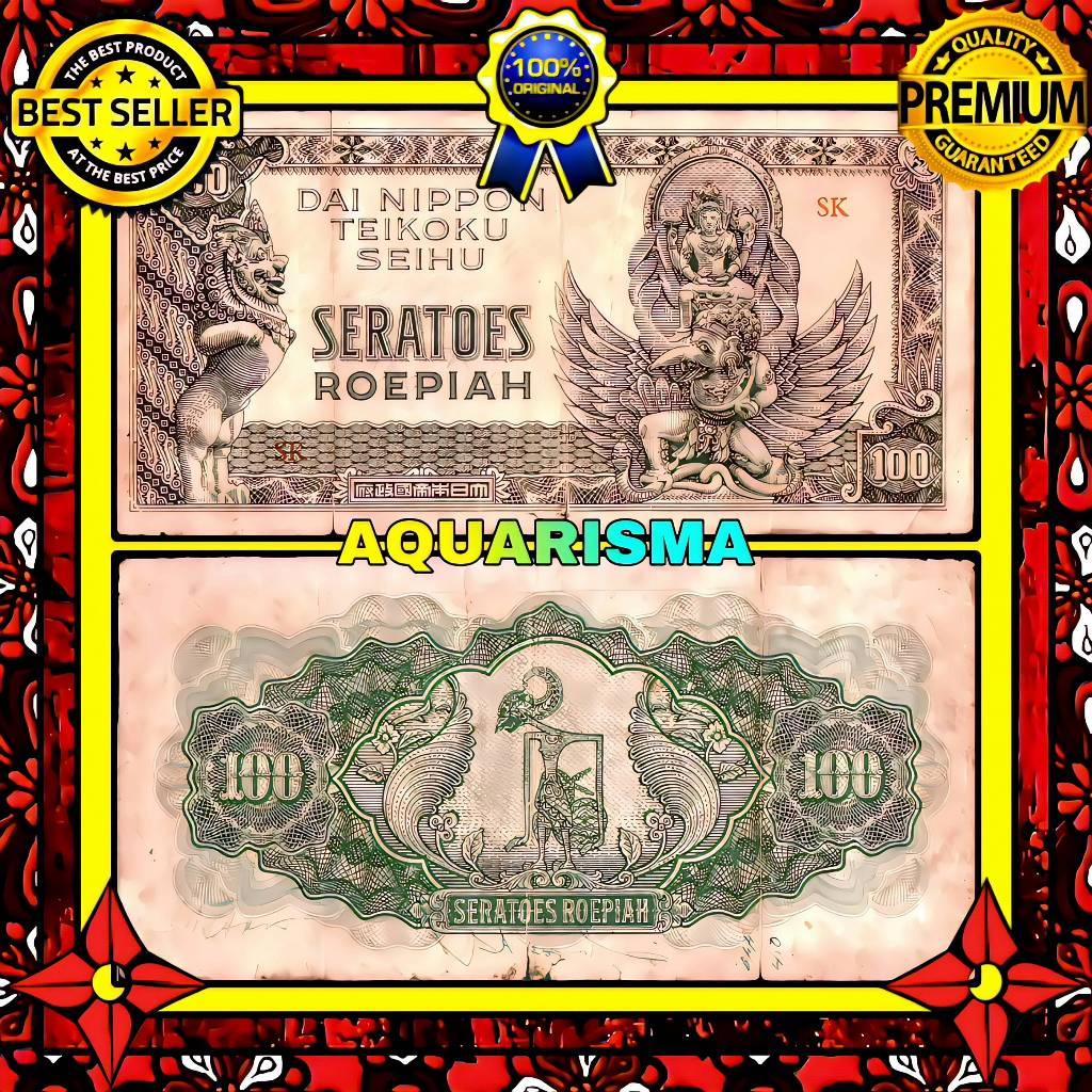 KOLEKSI NUMISMATIK - SOUVENIR UANG KUNO 100 RUPIAH DAI NIPPON GARUDA WISNU 1944