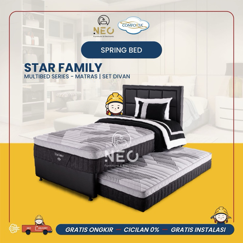 NEO - SPRINGBED COMFORTA STAR FAMILY  2IN1  BED SORONG TARIK  BED ANAK  SET DIVAN RANJANG  TEMPAT TI