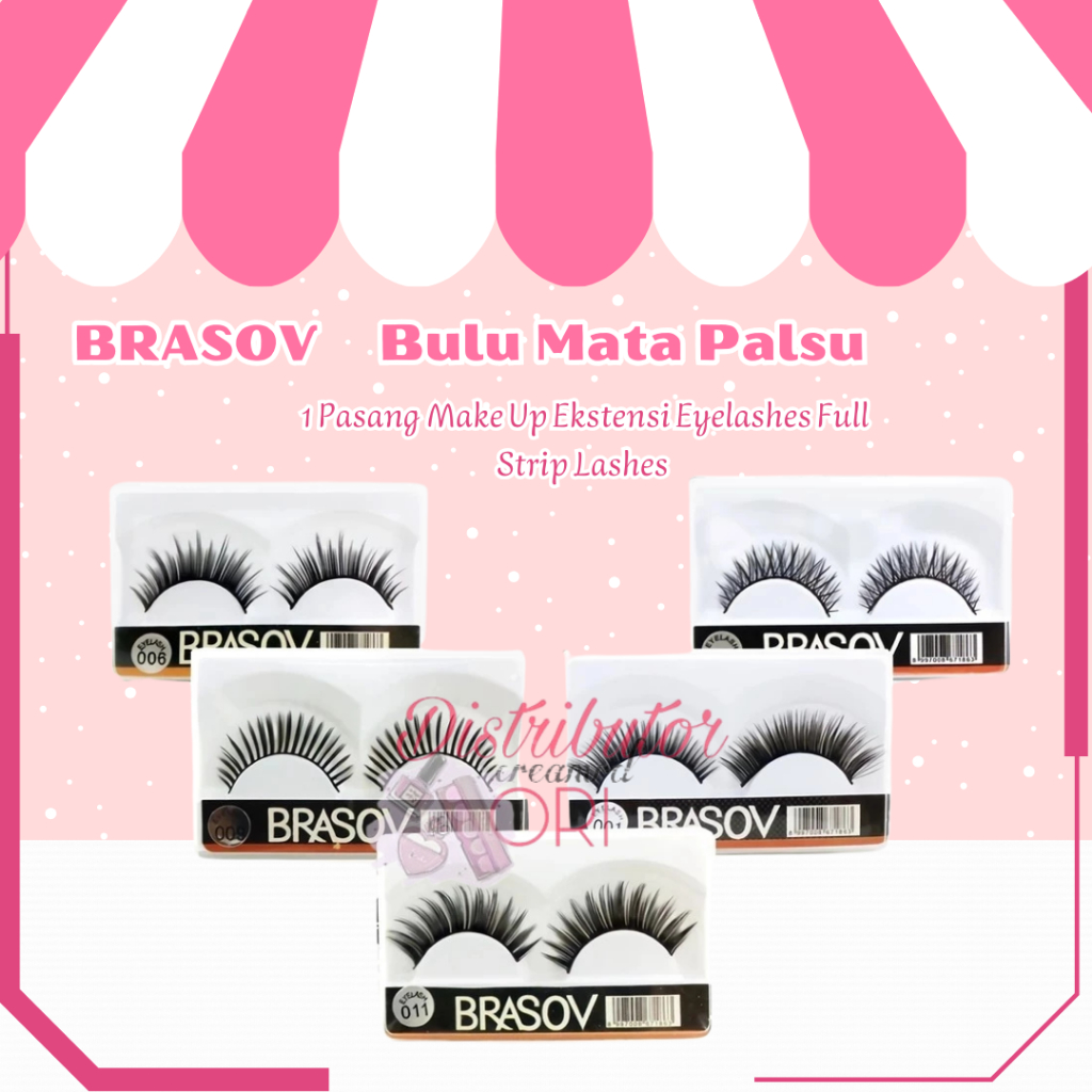BRASOV Bulu Mata Palsu 1 Pasang Make Up Ekstensi Eyelashes Full Strip Lashes | BPOM