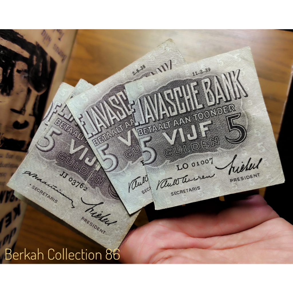 Uang 5 Gulden Wayang  SENERING / Uang Setengah Asli Bagus