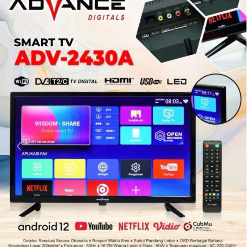LED TV ANDROID SMART 24 INCH ADVANCE (ADV-2430)
