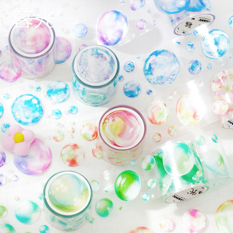 

(1FD) washi tape selotip transparan kiss cut pastel bubble gelembung bola sphere dekor