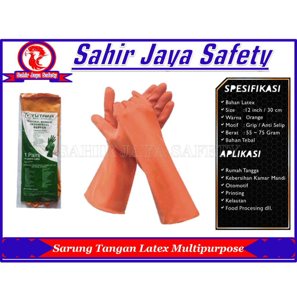 Sarung Tangan Karet Latex Warna Orange Panjang 40cm Panjang 30cm Harga Perpasang