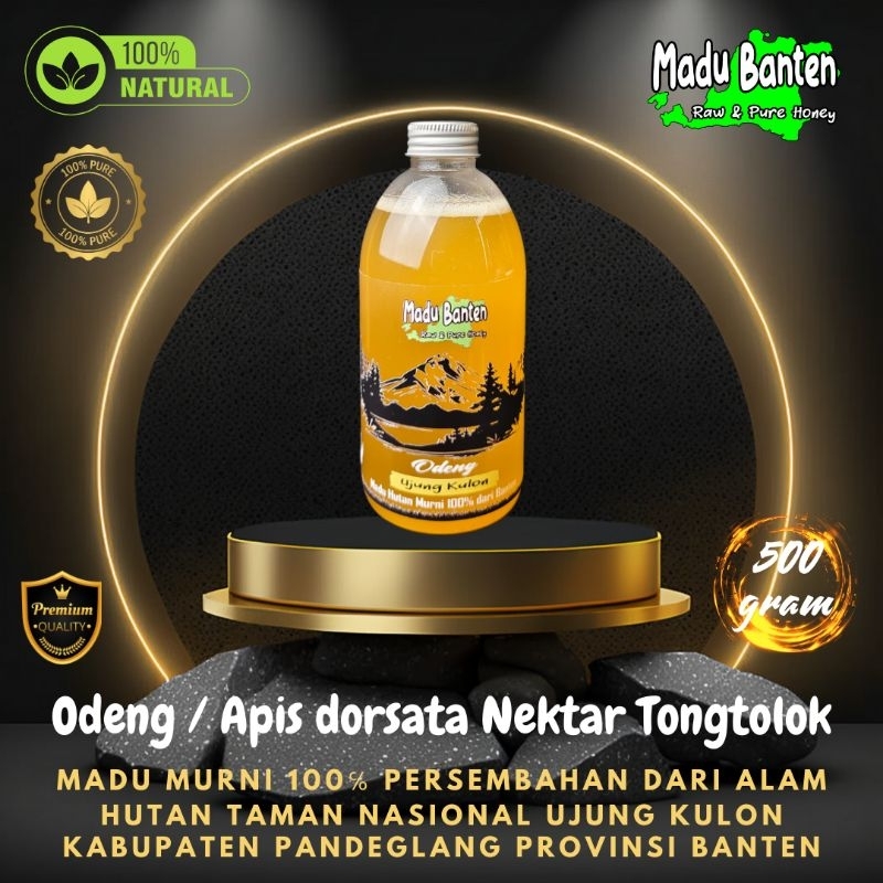 

Madu Odeng / Sialang / Apis dorsata [ Murni 100℅ ] Ujung Kulon Nektar Tongtolok Kemasan 500 Gram