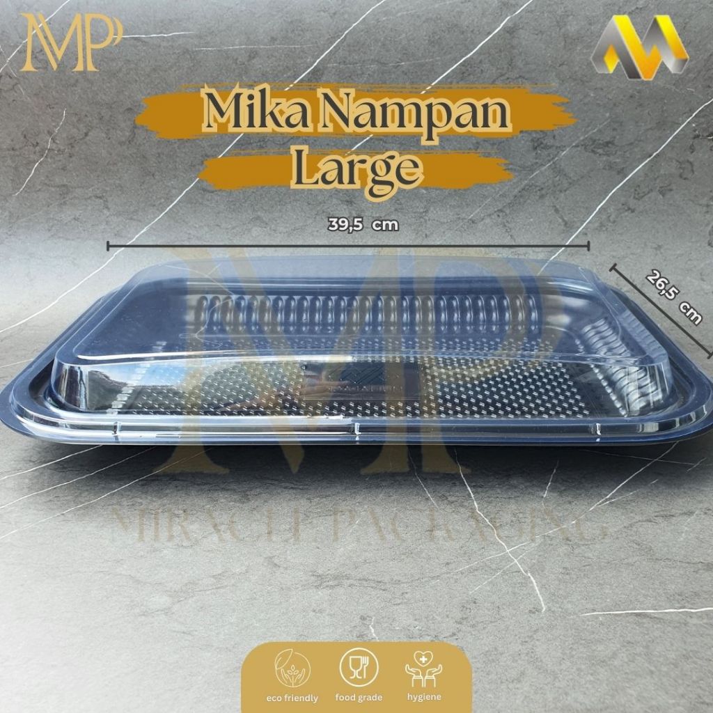 Mika Nampan Plastik Besar L MKP / Tray Nampan Plastik / Nampan Snack Kue Basah Roti 10 pcs + tutup
