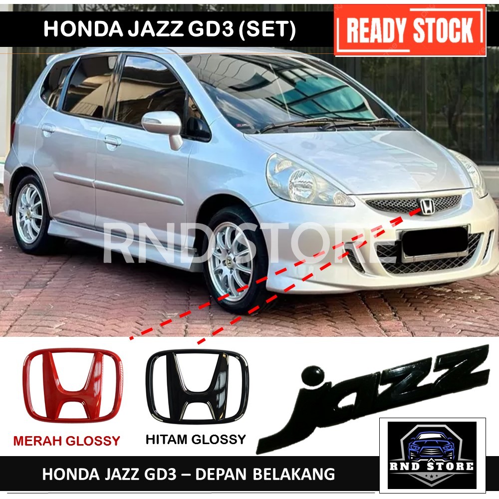 RND173- EMBLEM HONDA JAZZ GD3, LOGO EMBLEM AKSORIES EMBLEM MOBIL HONDA JAZZ GD3 DEPAN DAN BELAKANG S