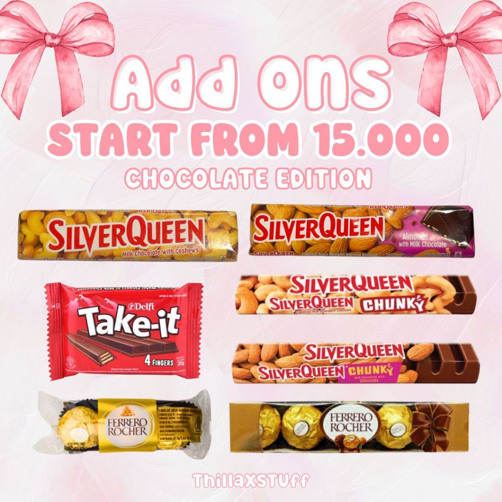 

[ADD ONS] Harga PER PCS | Add Ons Cokelat Coklat | Hampers Valentine Ulang Tahun Birthday Wisuda Graduation Kado Hadiah