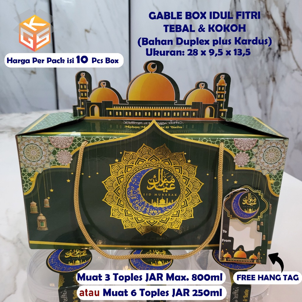 

10pcs Box Hampers IDUL FITRI Ukuran 3 Toples Jar Gable Box Idul Fitri Box Idul Fitri Lebaran