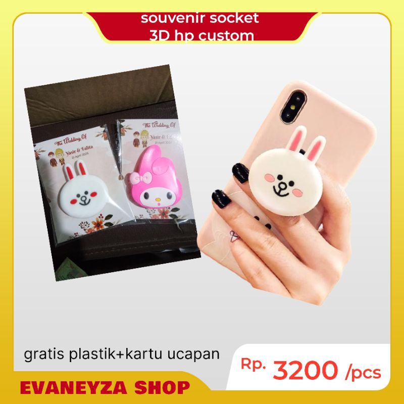 [min pembelian 50pcs] SOUVENIR WEDDING/NIKAH CUSTOM /POP SOCKET 3D KARAKTER KARTUN/AKSESORIS HP/ fre