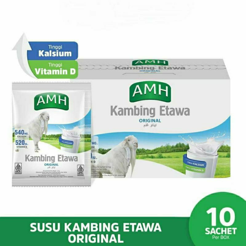 

SUSU KAMBING ETAWA AMH 1 Box 10 Sachet Vanilla & Jahe Susu