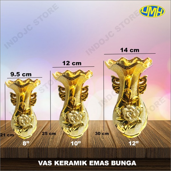 Vas Keramik Bunga Emas Vas Bunga