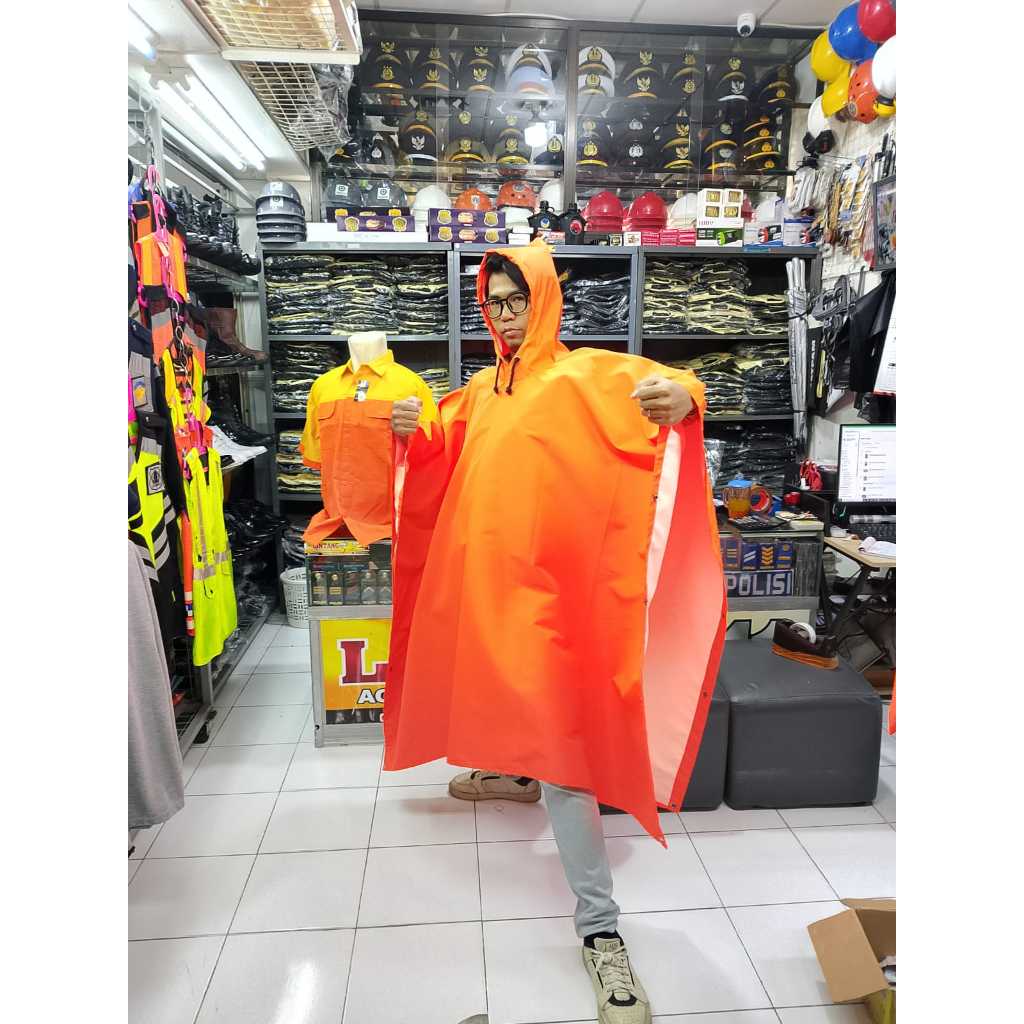 JAS HUJAN SATPAM SECURITY BATMAN JUBAH OREN