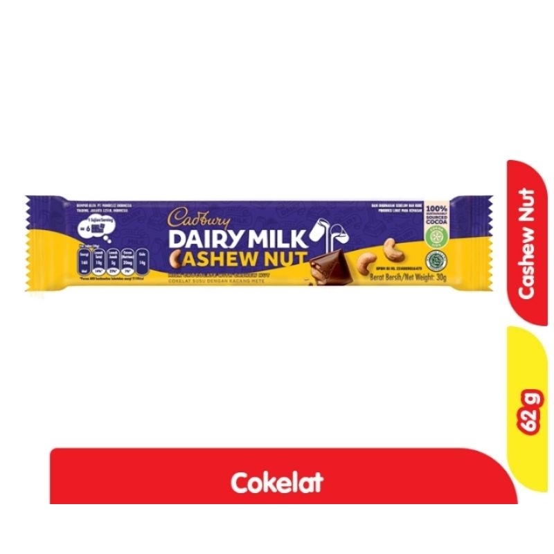 

Cadbury Dairy Milk Cokelat Batang Kacang Cashew 62 g