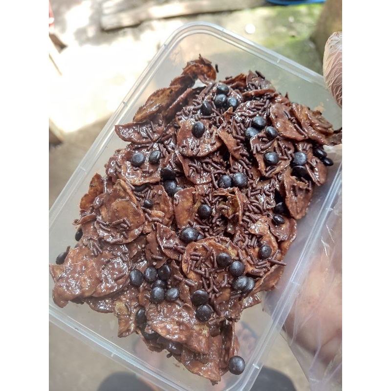 

Keripik pisang coklat lumer kemasan 150