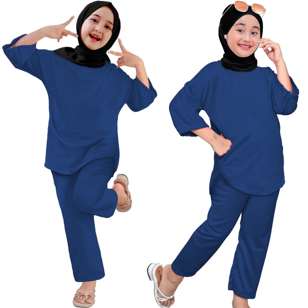 Cuci Gudang  Setelan Anak-Anak Wanita Setcel Baju Anak Perempuan Cewek Slebew Oneset Polos Tanpa