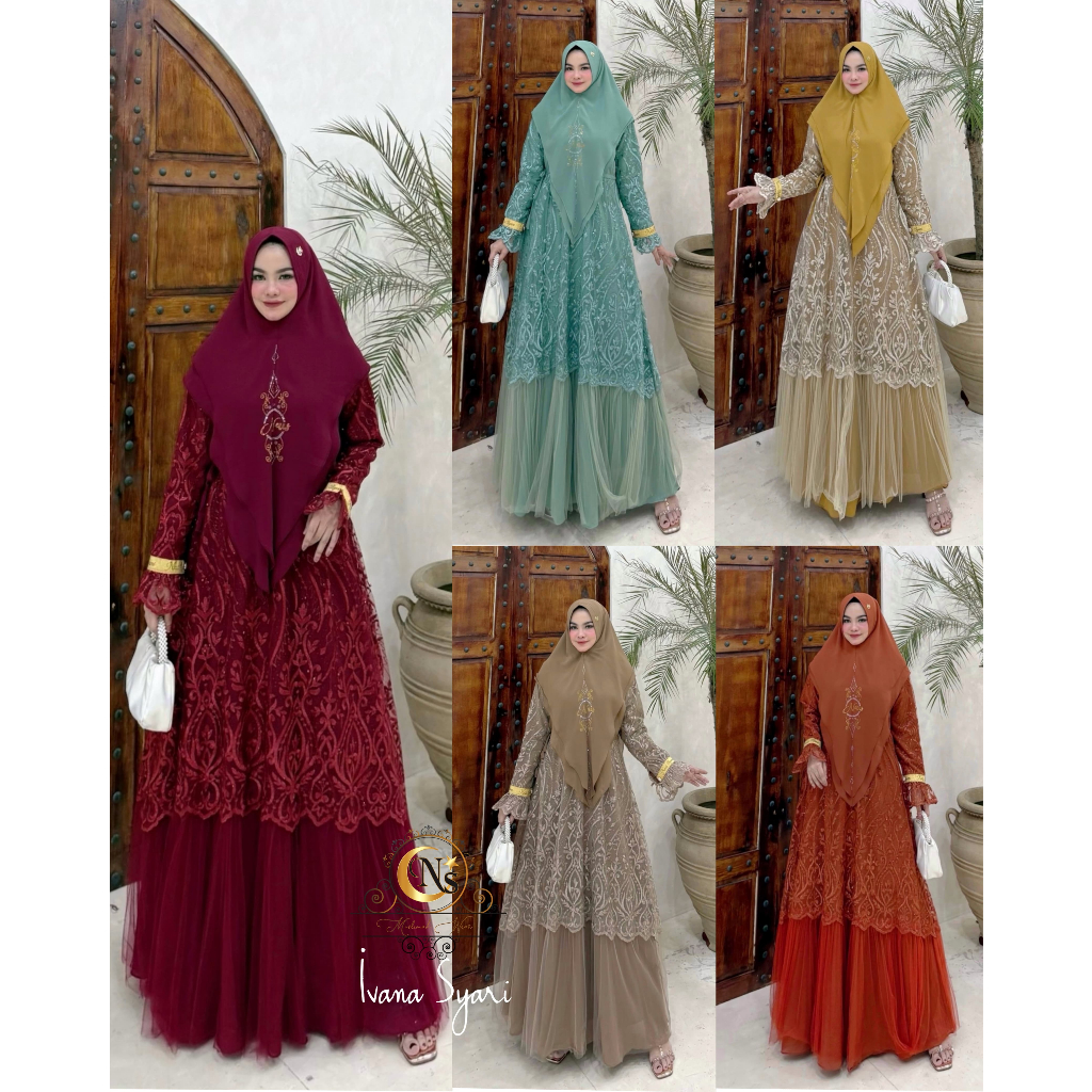 BAJU GAMIS KONDANGAN BRUKAT TILE SET SYARI IVANA SYARI BY NAIS SYARI