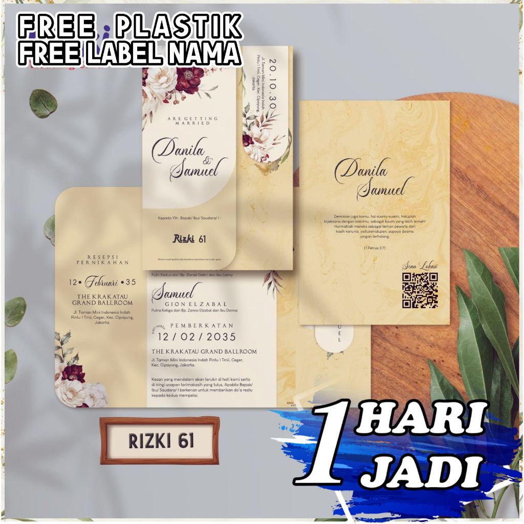 Cetak Undangan Pernikahan Rustik Elegan Unik Desain Terbaru Rizki 61 Express Sehari Jadi