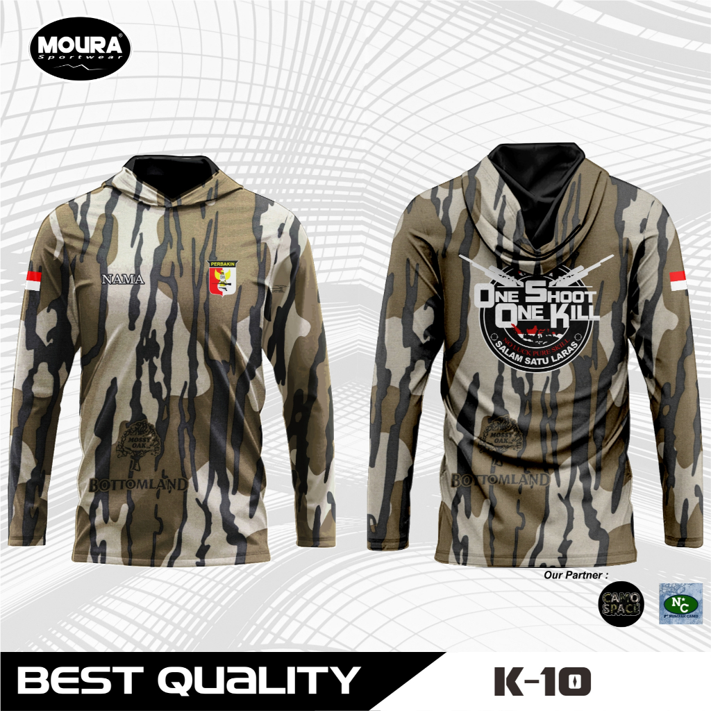 MOURA | Baju Jersey Berburu Hunter Camo | Custom Nama Logo | Gratis Buff | Dryfit Premium
