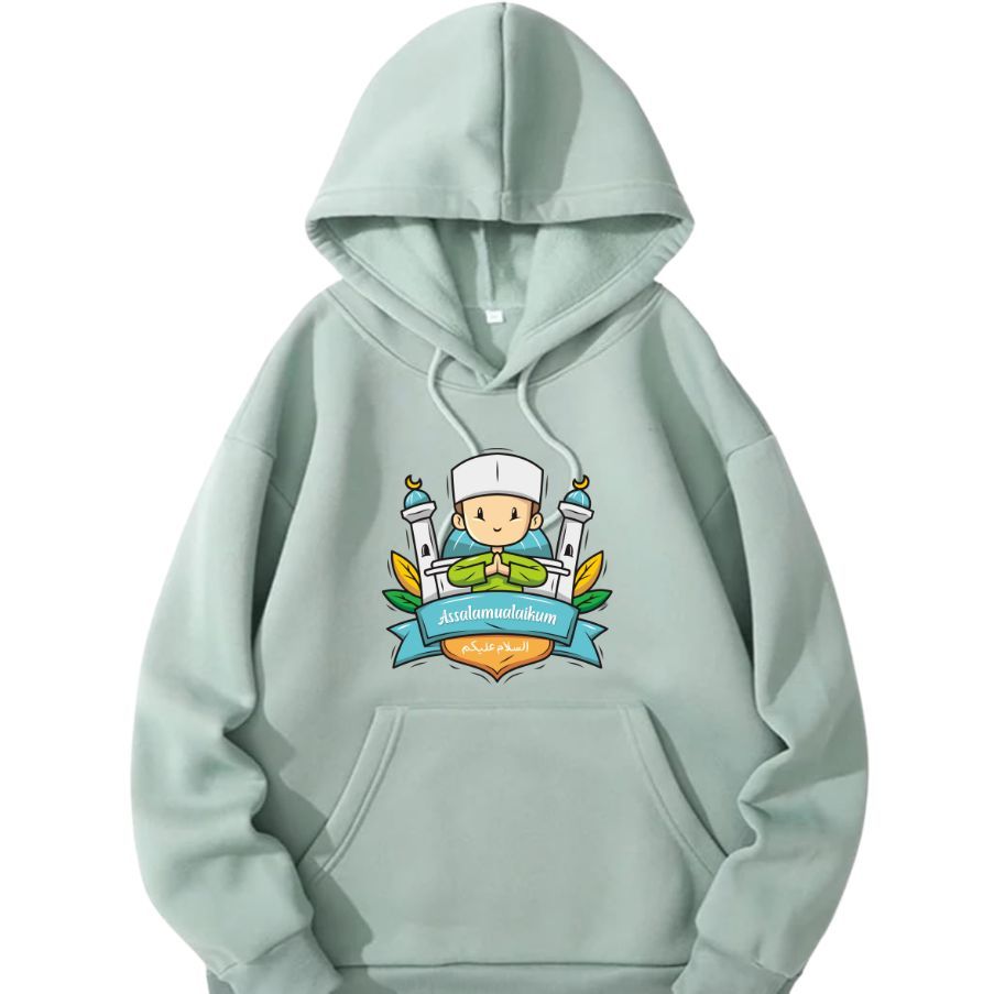 Hoodie Anak Laki Laki Perempuan Motif Ngaji Muslim Islami Assalamualaikum Jaket Sweater Hoodie Anak