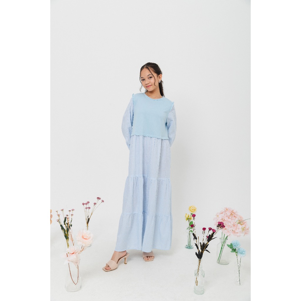 ULTRAVIOLET Kiran Mix Maxi Dress 276 (3 Warna)-Baju Terusan Maxi Gamis Wanita Kasual Hijaber Muslim