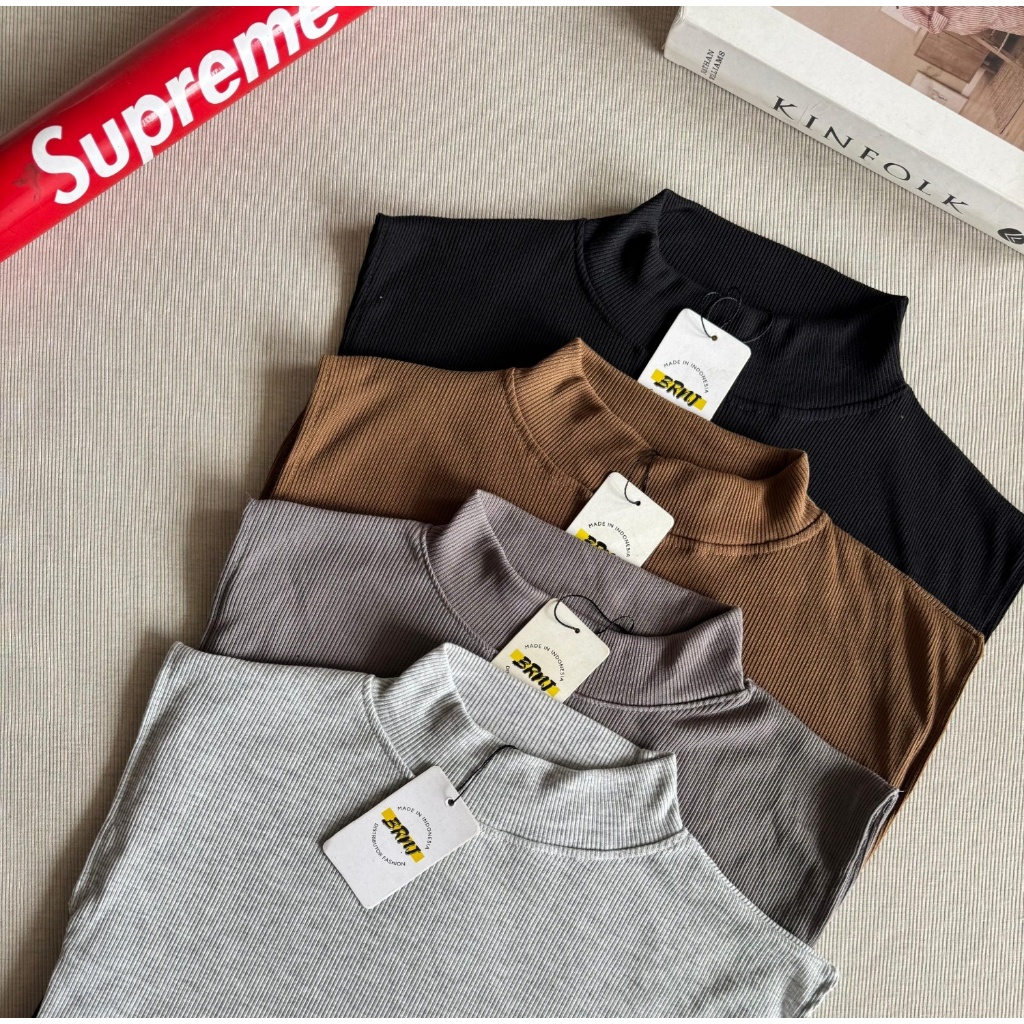 Inner Turtleneck Manset Tanpa Lengan Wanita Buntung Sleeveless