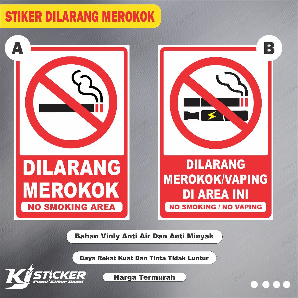 

KJ STIKER Promo Stiker Dilarang Merokok / Stiker No Smoking Area