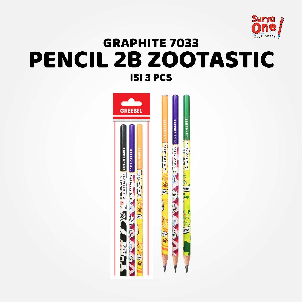 

Pensil Kayu 2B Greebel Zootastic (7033) (3PCS/SET) / Pensil Lucu / Pensil Ujian Sekolah Suryaone