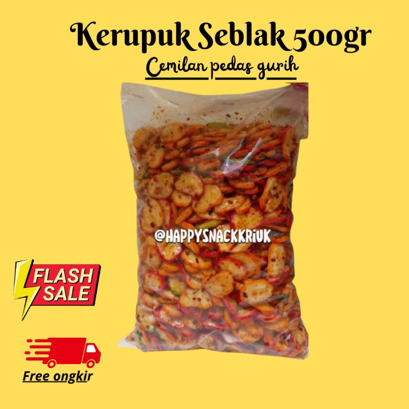 

KERUPUK SEBLAK CIKRUH DAUN JERUK PEDAS GURIH - 500 Gram ( Happy Snack Kriuk )