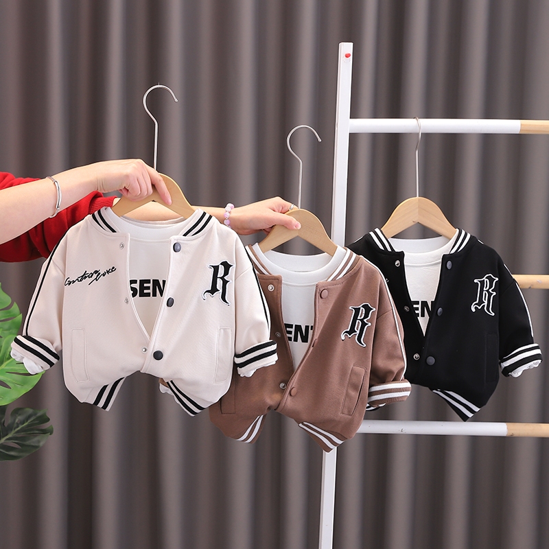 Jaket Anak Laki Laki Import Jaket Boomber Anak Balita Model Kancing Jaket Huruf R