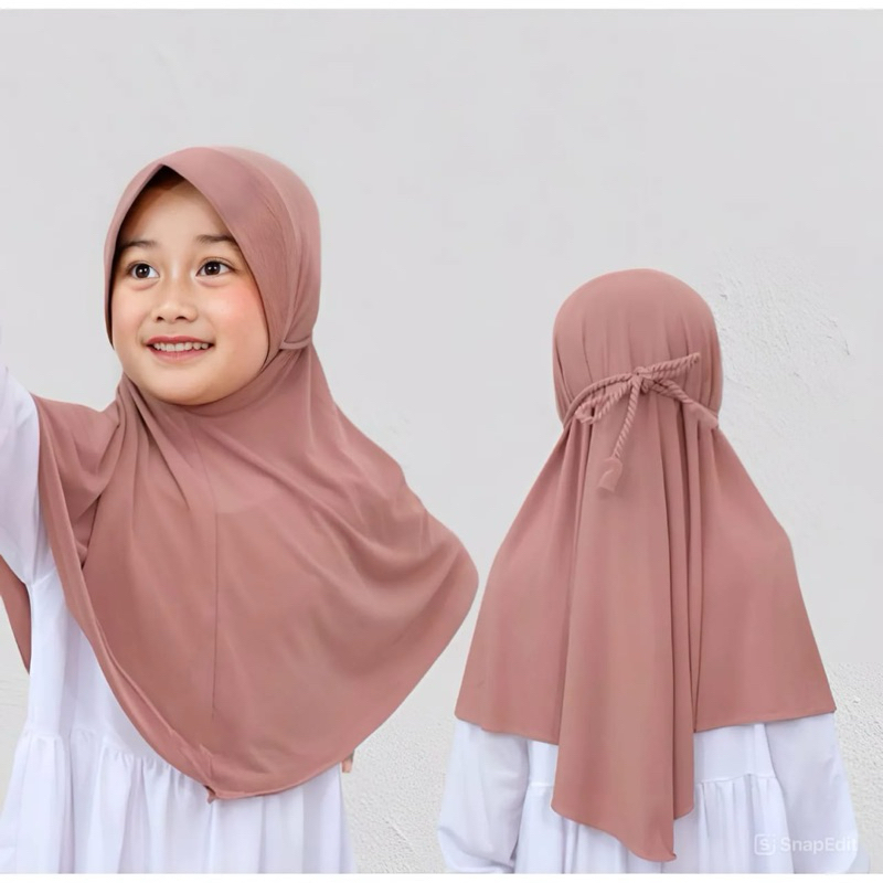 Jilbab tali ulir anak /hijab tali kepang KIDS /kerudung bergo ped ropel Bergo TK Pet Milea Tali Kepa