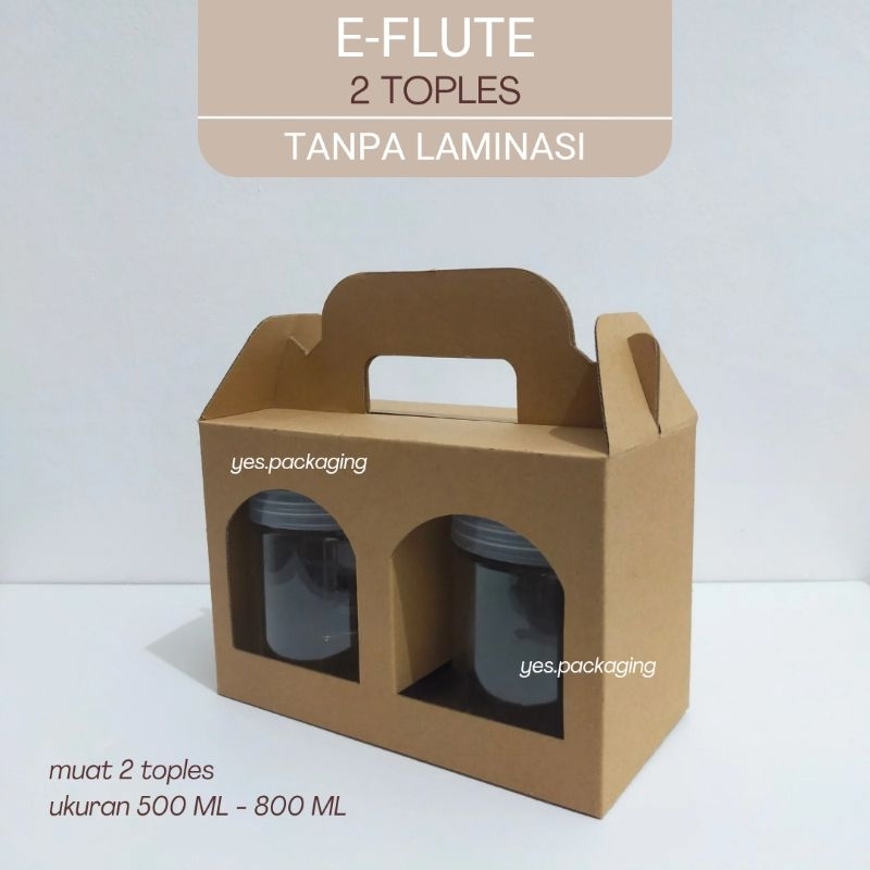 

[21x10,5x14cm] EFLUTE GABLE Box Handle Kemasan Dus Kotak Hampers Kue Kering Isi 2 Toples Tabung Jar