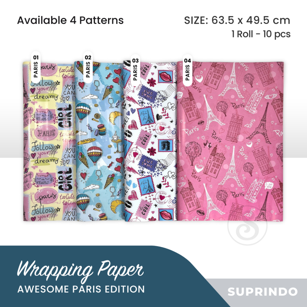 

(10 lbr) KERTAS KADO MOTIF AWESOME PARIS