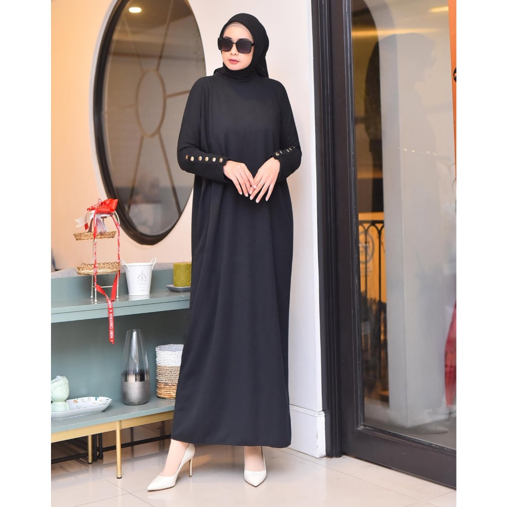 Inner Dress Gamis Inara Batwing Rajut Knit Jumbo Busui Lengan Panjang Polos Premium Abaya
