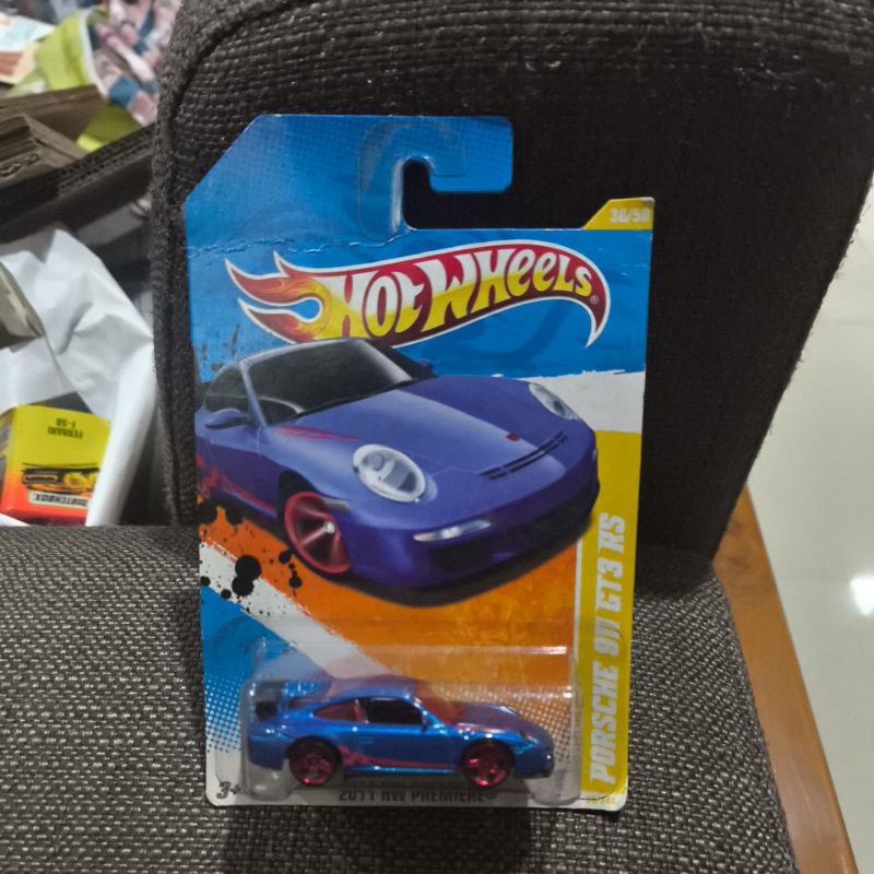 Hot Wheels Porsche 911 GT3 RS Biru HW HW Premiere 2011 kaca merah