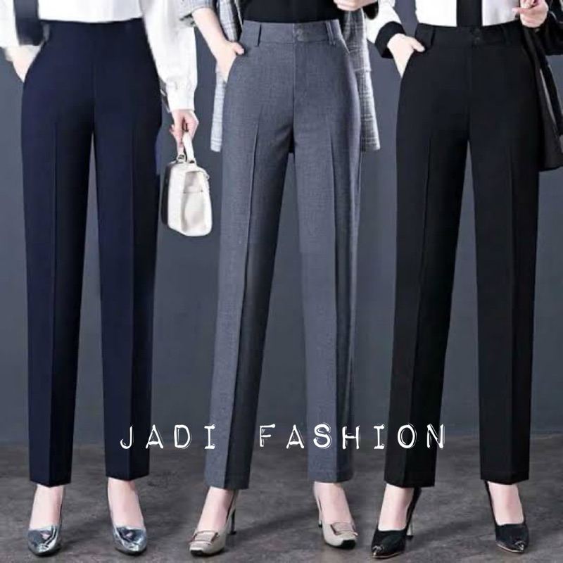 CELANA KAIN / CELANA KERJA WANITA MODEL PINGGANG RESLETING KANCING