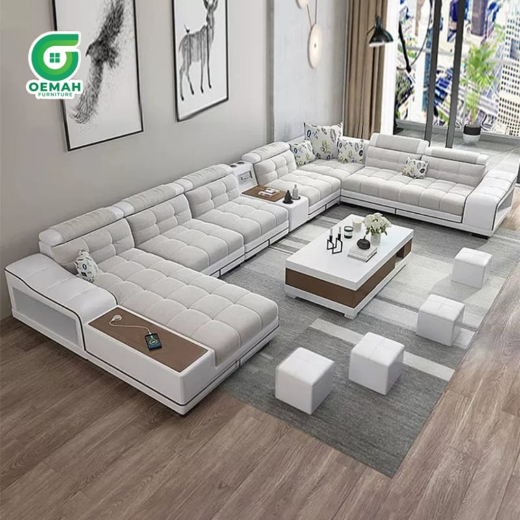 Sofa Minimalis Ruang Keluarga Mewah Model Letter U