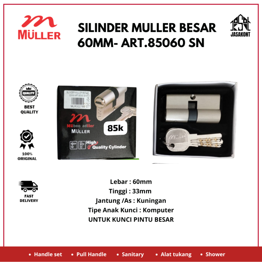 Silinder Kunci Pintu Besar Muller Type 85060 SN Silinder Muller