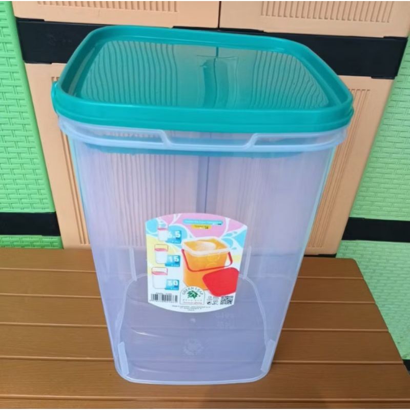 Toples kotak 15 liter Green leaf/ Toples Abela 15 liter Gagang Kotak Green leaf